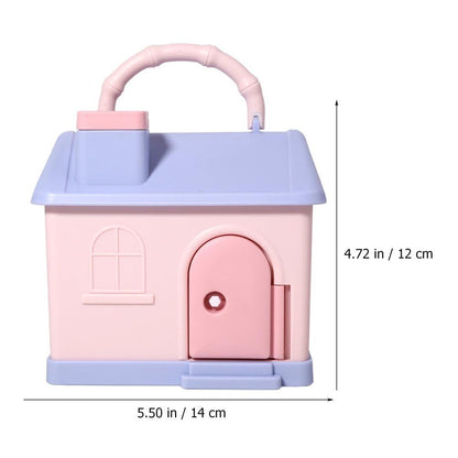 Pastel Cottage Coin Bank with Key – Kids Portable Money Saving House