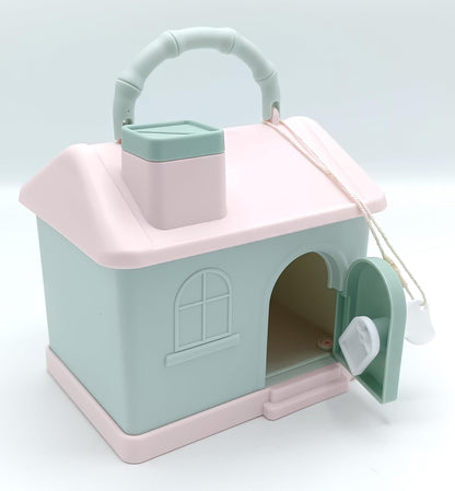 Pastel Cottage Coin Bank with Key – Kids Portable Money Saving House