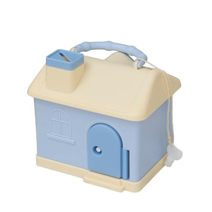 Pastel Cottage Coin Bank with Key – Kids Portable Money Saving House