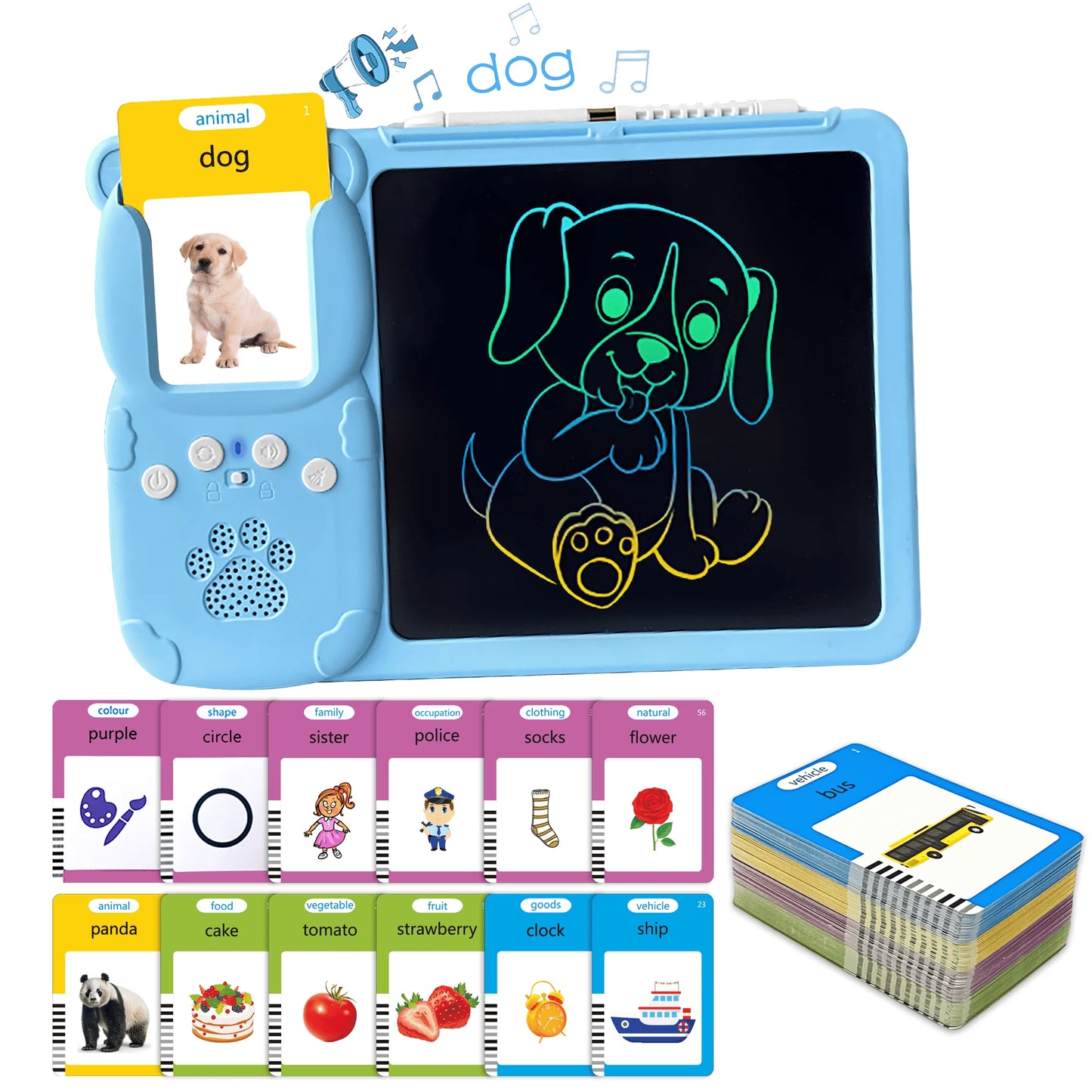 Rechargable Interactive Kids Learning Tablet with Talking Flashcards