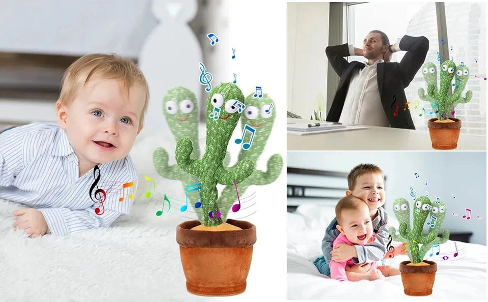 Multifunctional Dancing Cactus Toy – Sings, Repeats, Dances & Lights Up (USB Rechargeable)