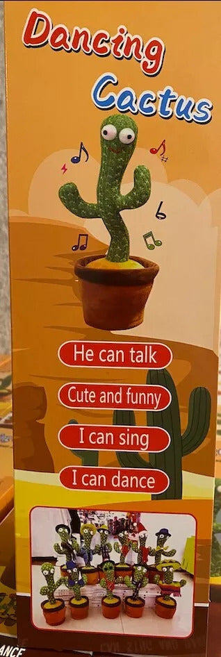 Multifunctional Dancing Cactus Toy – Sings, Repeats, Dances & Lights Up (USB Rechargeable)