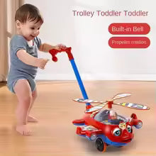 Toddler Push & Go Helicopter Toy with Rotating Propeller