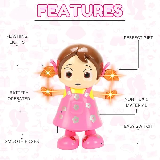 Dance Girl Musical Light-Up Doll – Battery Operated Dancing Toy (22cm)
