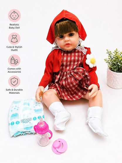 60cm White Baby Doll Toy + Cute Accessories  – Realistic Girl Doll that Sings & Cries