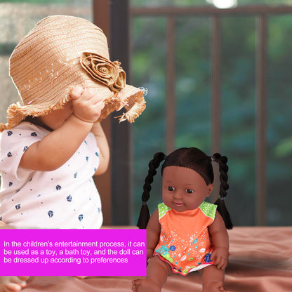 Cute African Baby Doll – Realistic Toy with Braided Hair and Dress