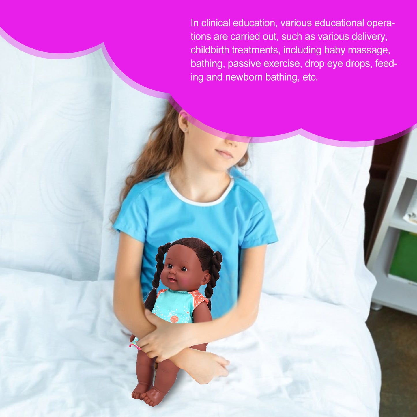 Cute African Baby Doll – Realistic Toy with Braided Hair and Dress