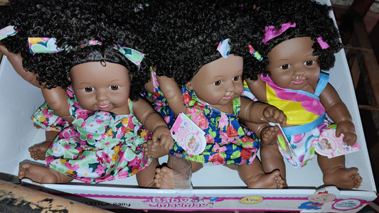 Afro Baby Doll with Ankara Dress – Soft Body Toy