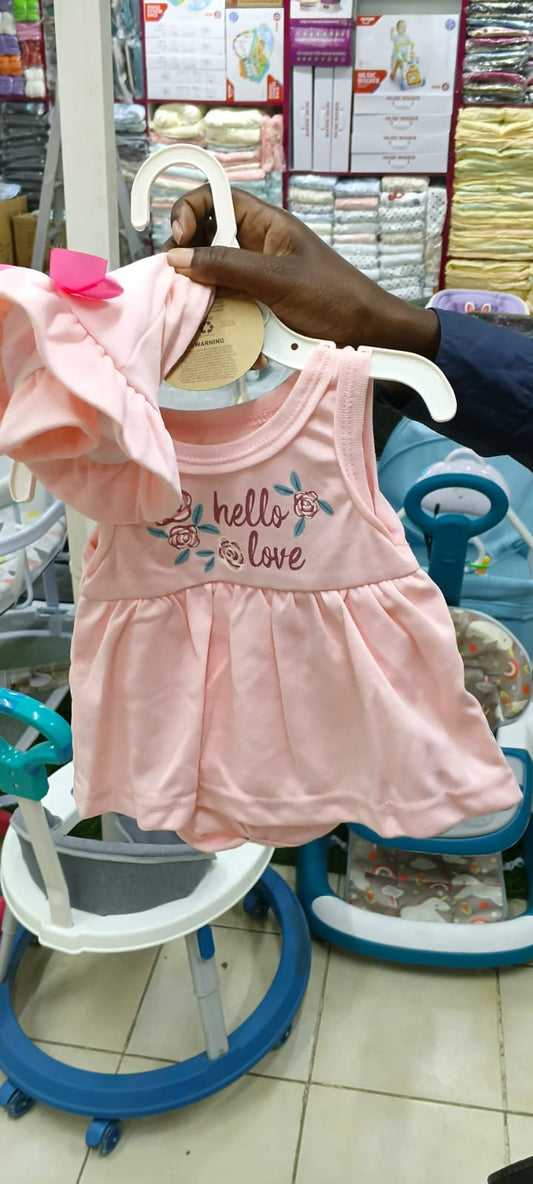 Baby Girl 3-Piece Floral Dress Set – Dress, Onesies & Matching Hat