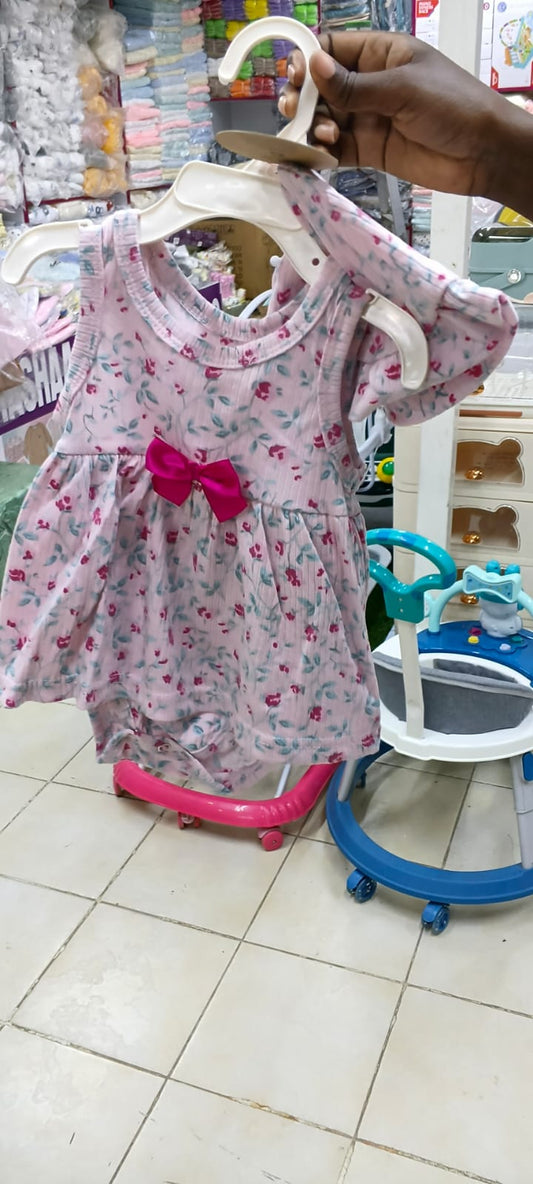 Baby Girl 3-Piece Floral Dress Set – Dress, Onesies & Matching Hat