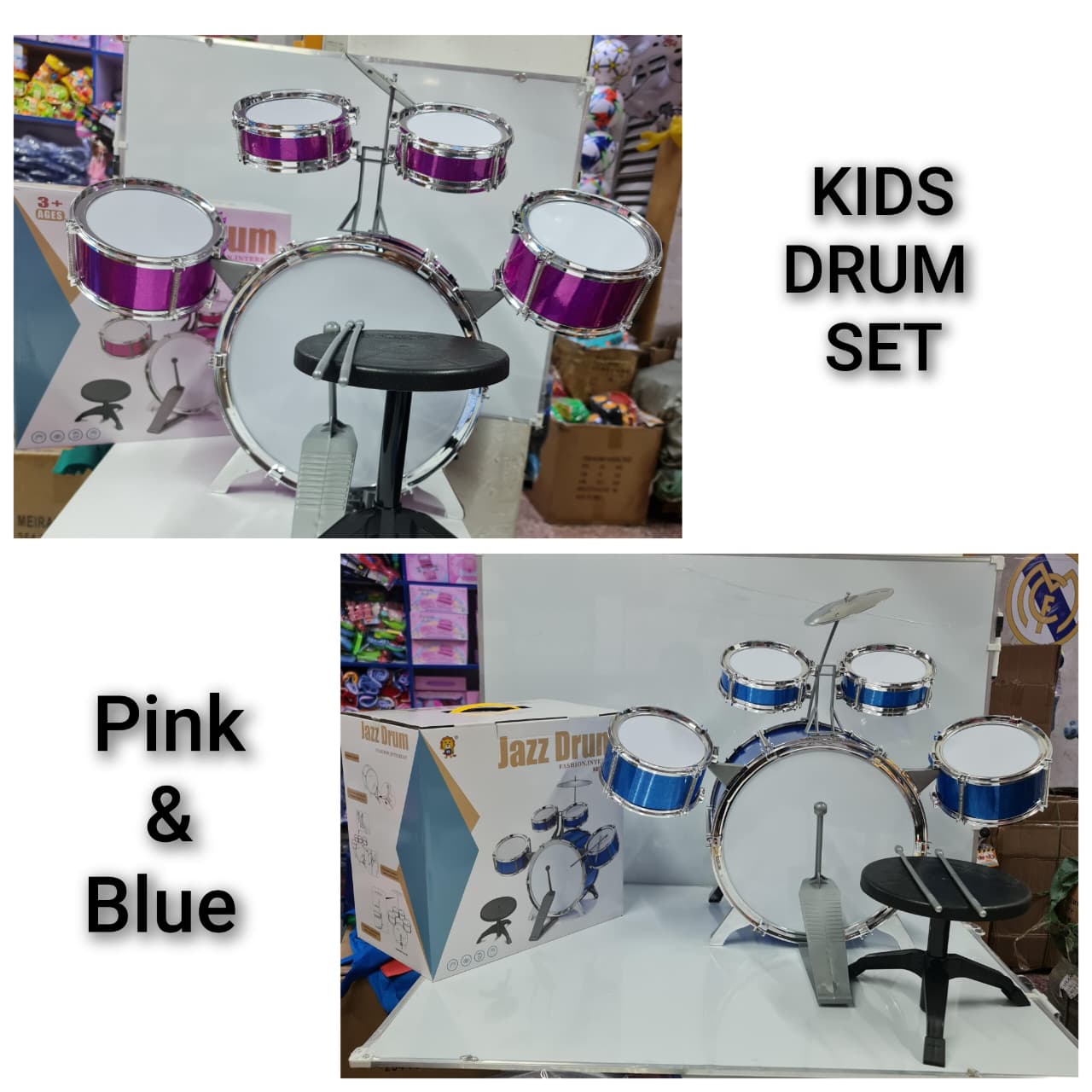 Kids Jazz Drum Set with Stool & Pedal