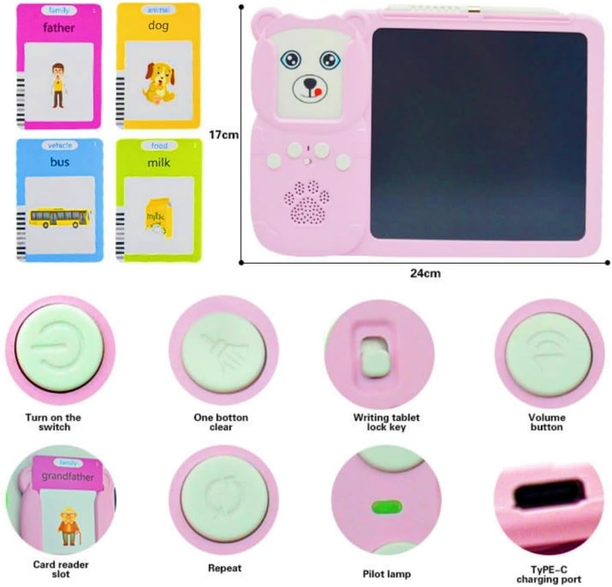 Rechargable Interactive Kids Learning Tablet with Talking Flashcards