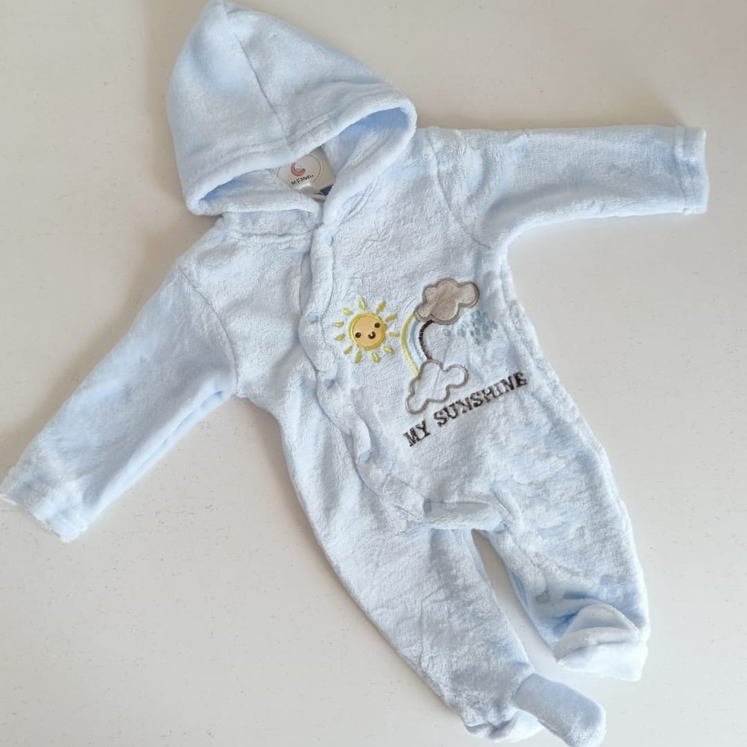 Fleece Light Rompers With  Hood