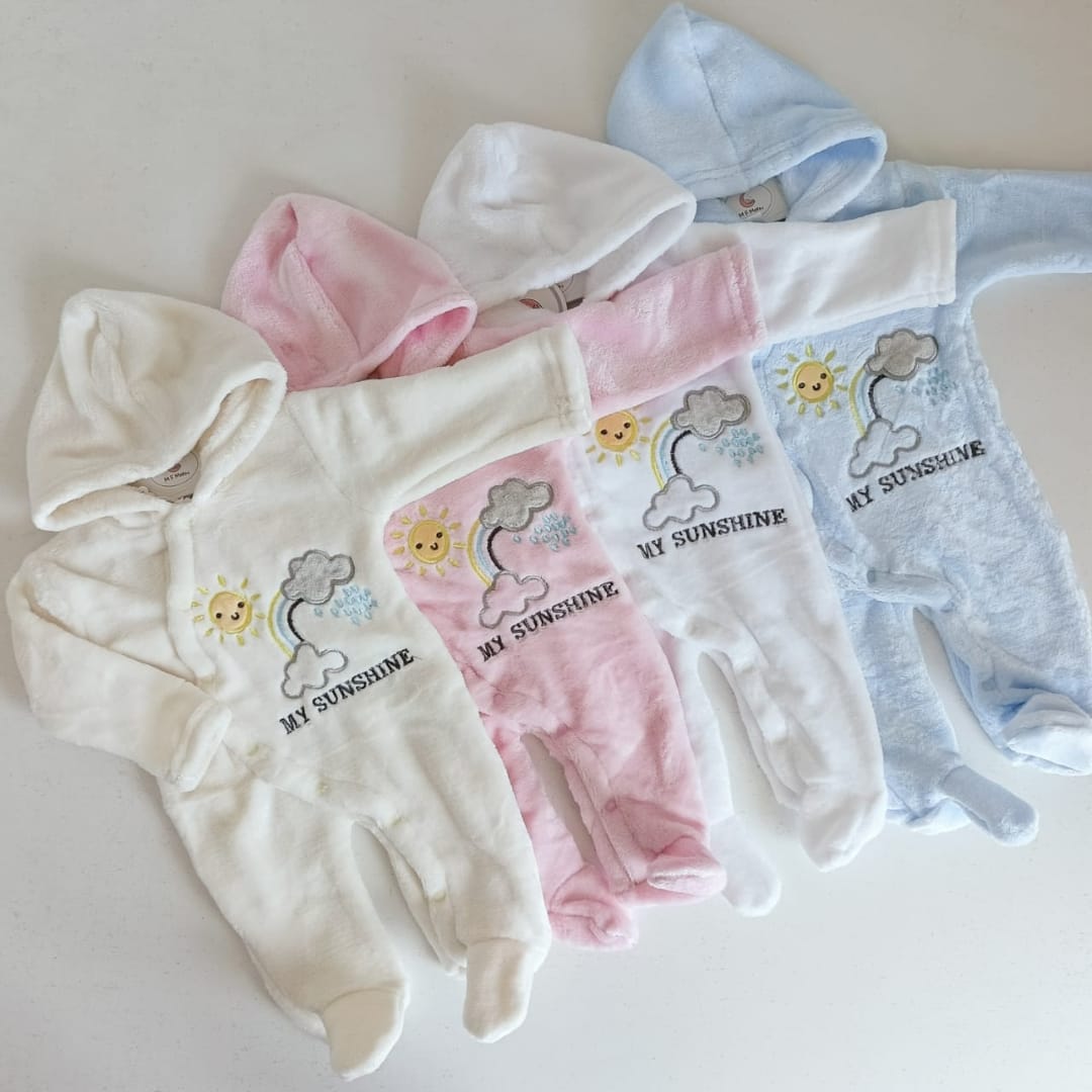 Fleece Light Rompers With  Hood