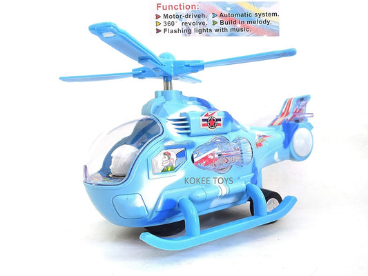 Automatic 360° Rotating Helicopter Toy with Flashing Lights & Music – Battery Operated