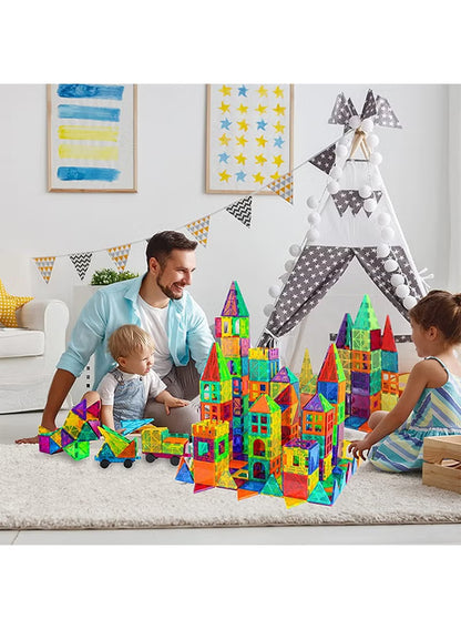 Magnetic Building Blocks Set with Wheels (100 Pieces) – Creative STEM Construction Tiles