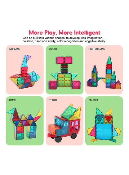Magnetic Building Blocks Set with Wheels (100 Pieces) – Creative STEM Construction Tiles