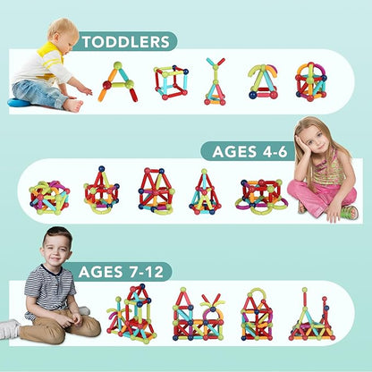 Magnetic Sticks Building Set with Storage Box - 64 Pieces