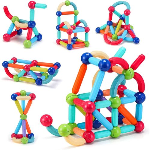 Magnetic Sticks Building Set with Storage Box - 64 Pieces