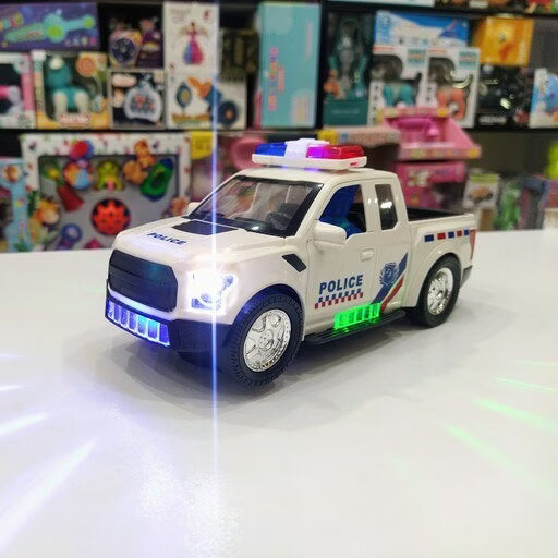 City Police Pickup Toy Car with Lights, Siren & Bump-and-Go Action