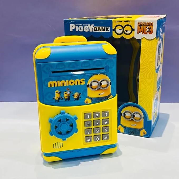 Kids Electronic ATM Piggy Bank Safe – Password & Note-Eating, Cartoon Design