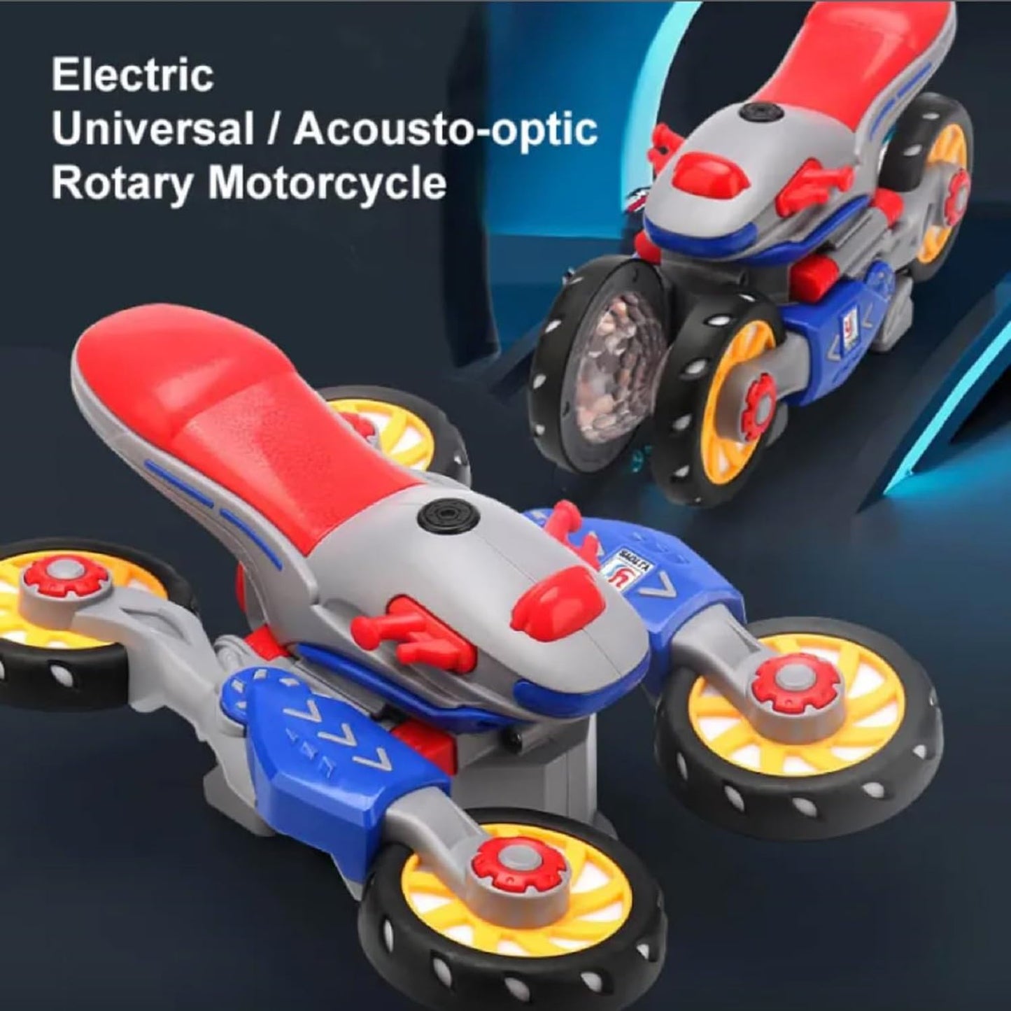 360° Rotating Stunt Bike – Battery Operated with Lights & Music