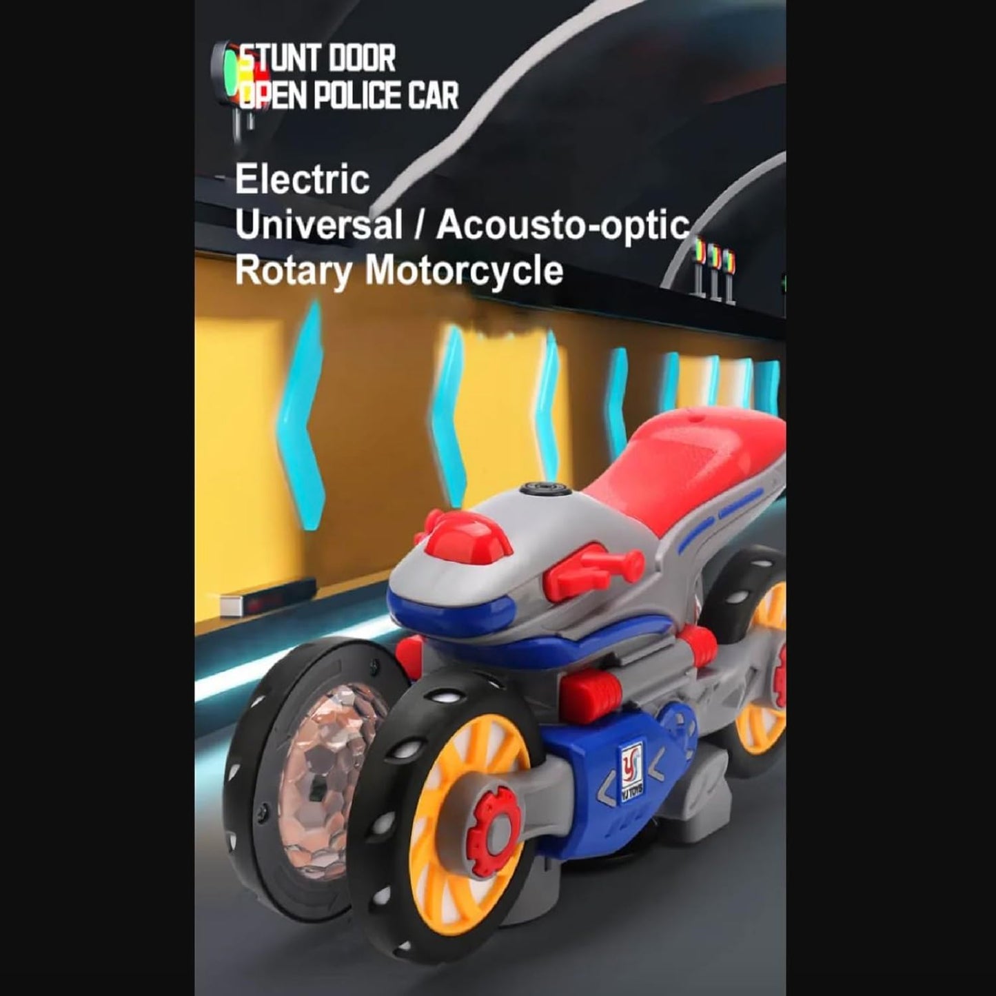360° Rotating Stunt Bike – Battery Operated with Lights & Music