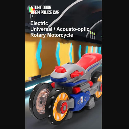 360° Rotating Stunt Bike – Battery Operated with Lights & Music