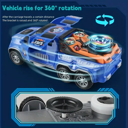 Automatic 6-Wheel Light & Sound Music Car Toy – Opens Doors, Rotates 360°