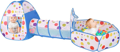 3-in-1 Kids Play Tent, Crawl Tunnel and Ball Pit Set