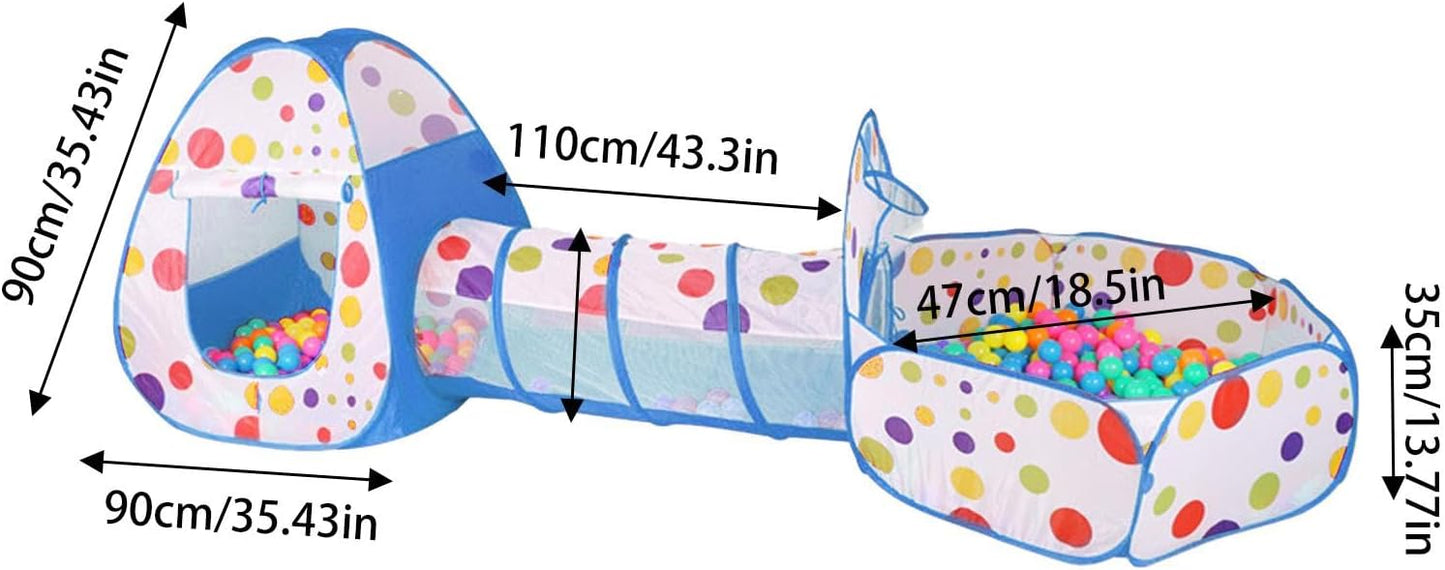 3-in-1 Kids Play Tent, Crawl Tunnel and Ball Pit Set