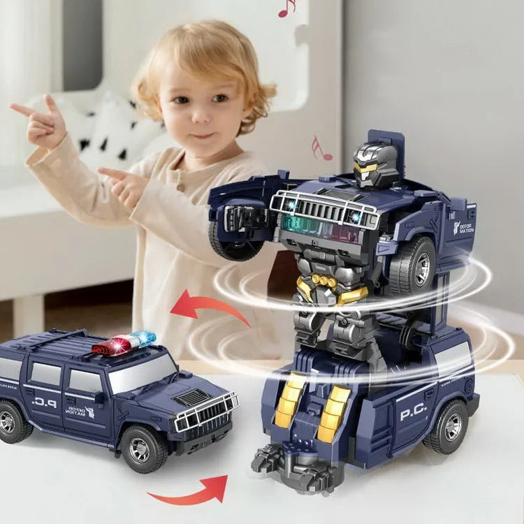 2-in-1 Transforming Police Car Robot – Light & Music Deformation SUV (23cm)