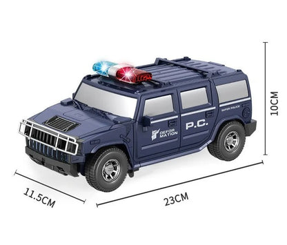 2-in-1 Transforming Police Car Robot – Light & Music Deformation SUV (23cm)