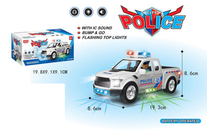 City Police Pickup Toy Car with Lights, Siren & Bump-and-Go Action