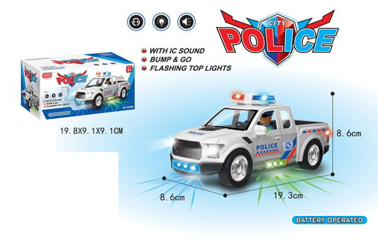 City Police Pickup Toy Car with Lights, Siren & Bump-and-Go Action