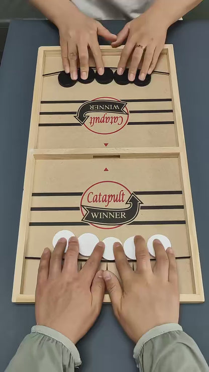 Wooden Fast Sling Puck Game – Interactive Family Board Game (6+ Years)