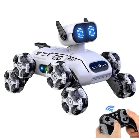 Smart  Remote Control  Robot Dog with LED Eyes, Spray & 360° Wheels