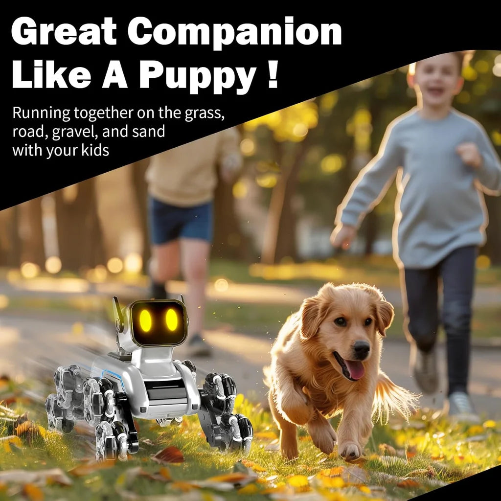 Smart  Remote Control  Robot Dog with LED Eyes, Spray & 360° Wheels