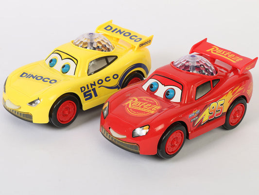 Light-Up Speed Racer Cartoon Car – Battery Operated with Music & Flashing Dome