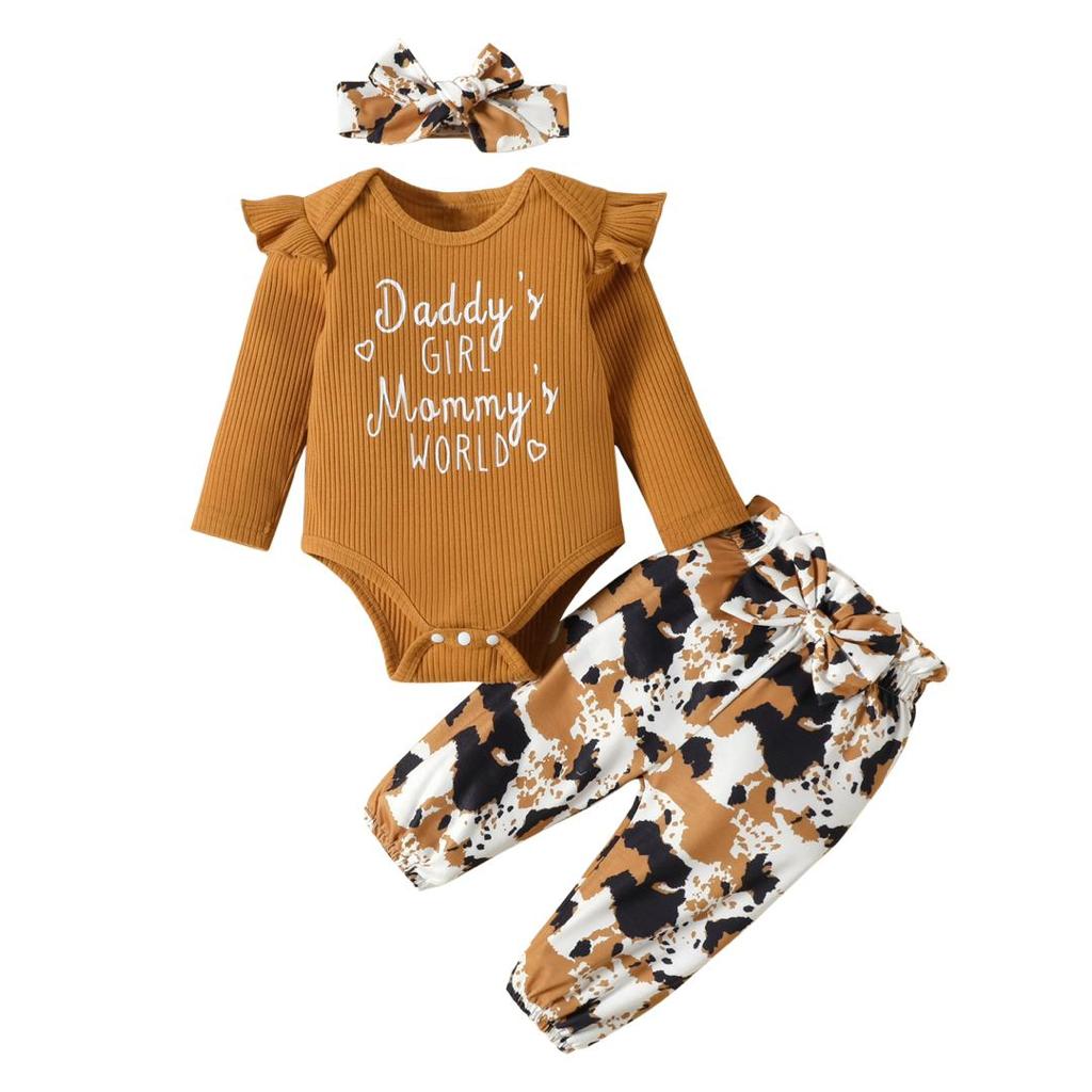 3 Piece Baby Girl Animal Print Outfit