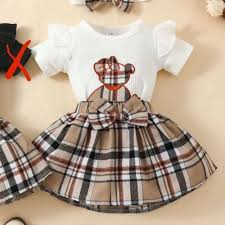 Girls' Short Sleeve Checkered Dress with Bow