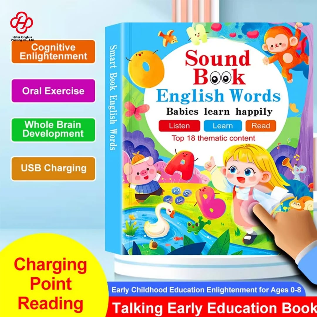 USB Rechargeable English Words Sound Book for Kids