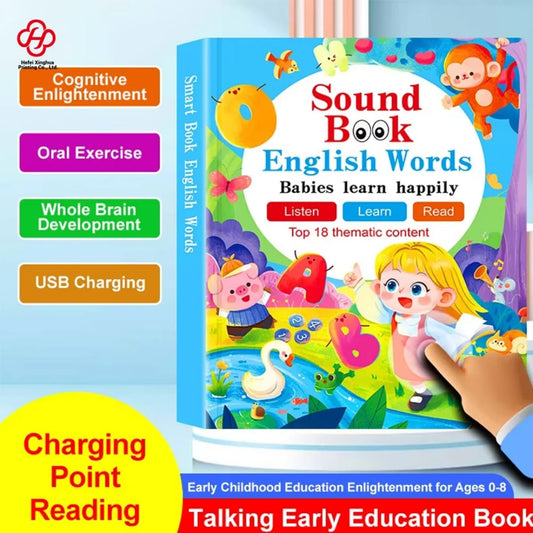 USB Rechargeable English Words Sound Book for Kids