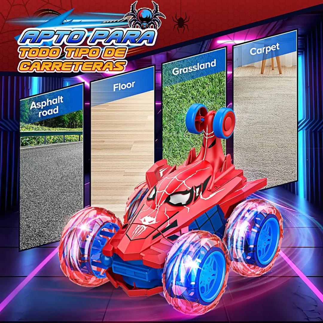 Spider Stunt Remote Control Car with 360° Flips & LED Wheels