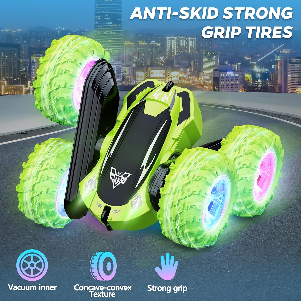 Rechargeable Double-Sided RC Stunt Car – 360° Rotation, Flip, Drift, LED Light