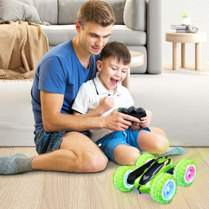 Rechargeable Double-Sided RC Stunt Car – 360° Rotation, Flip, Drift, LED Light