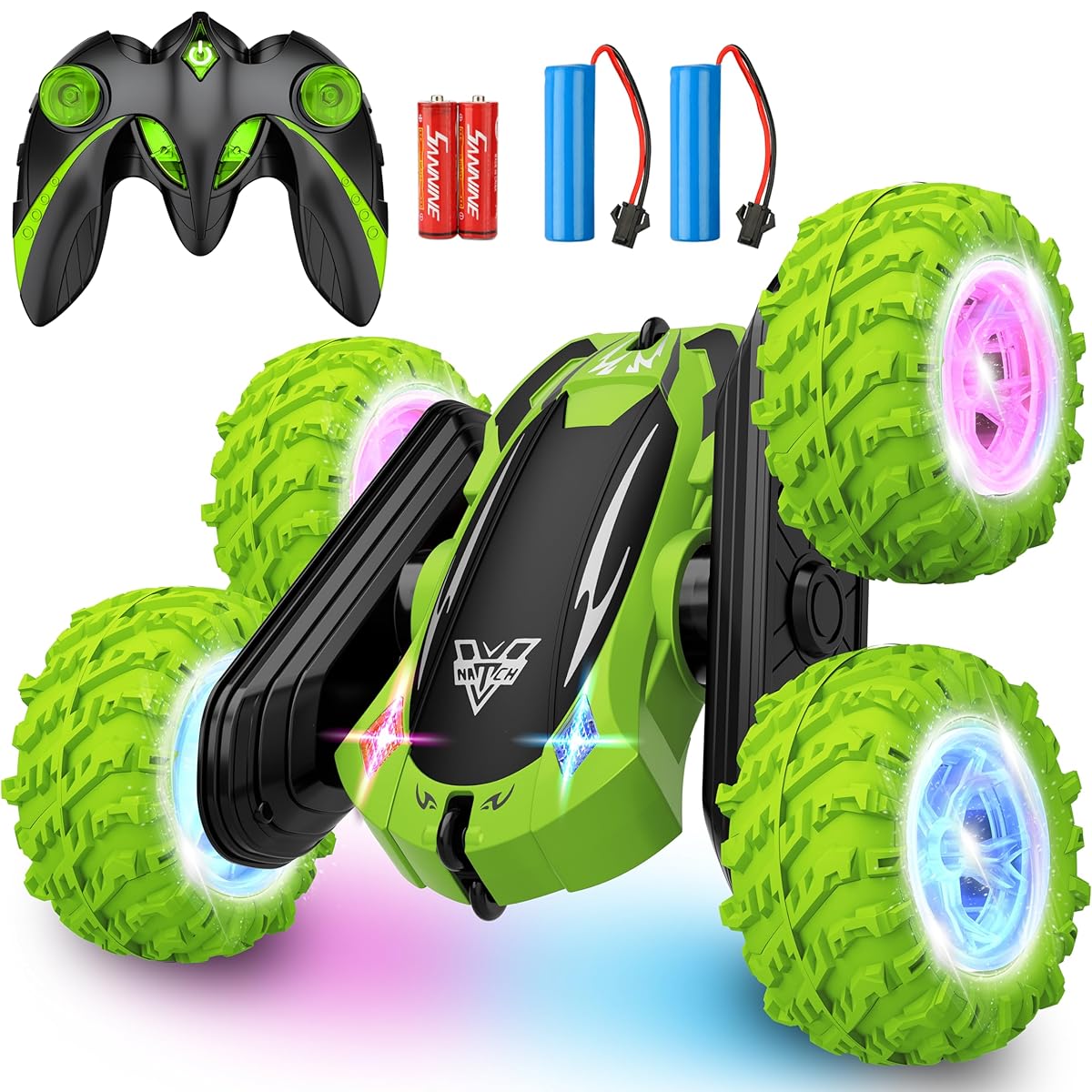 Rechargeable Double-Sided RC Stunt Car – 360° Rotation, Flip, Drift, LED Light