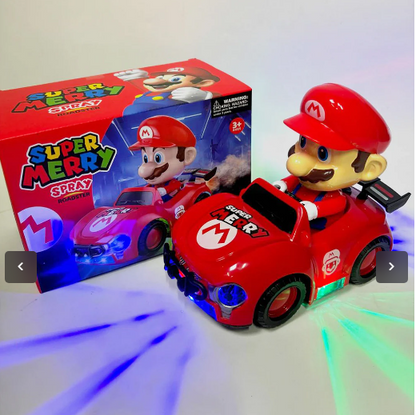 Super Merry Spray Roadster Toy Car – Flashing Lights, Music, Smoke & 360° Rotation