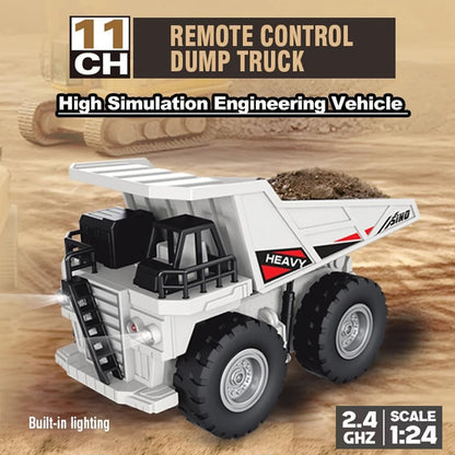 Rechargeable RC Heavy Dump Truck – Remote Control Construction Truck with Lights, Sounds & Tilting Bed