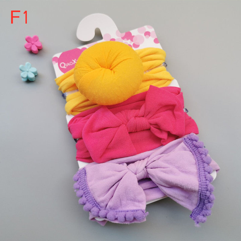 3-Piece Bold Color Baby Girl Headbands with Pom-Pom Trim – Turban Style